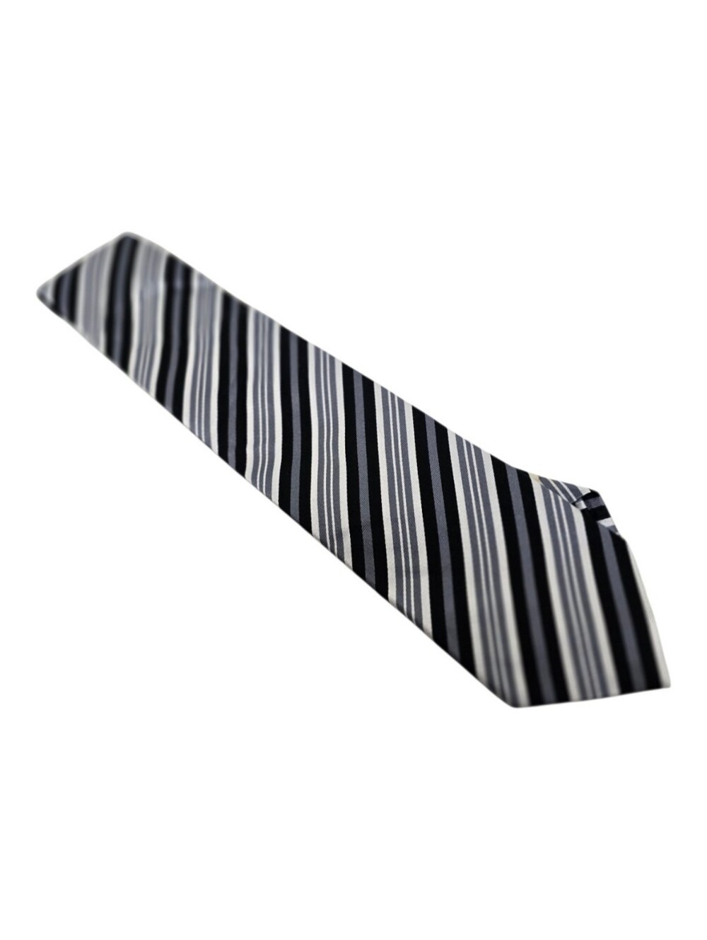 Zanetti Vintage 100% Silk Striped Black Grey White Necktie Business Professional
